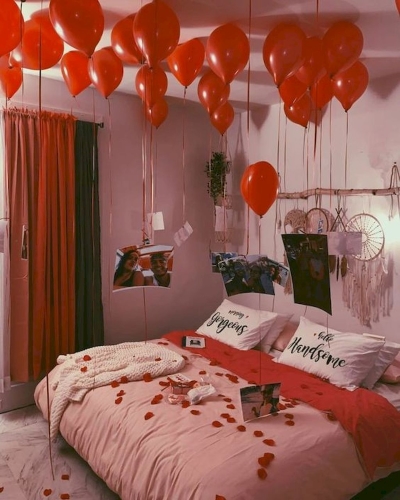 Romantic Balloon Decoration Service For Husband's Birthday